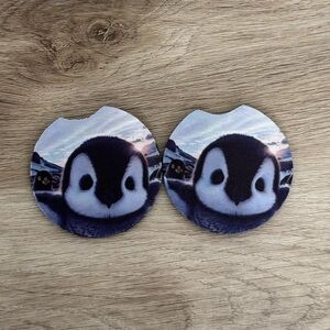 Penguin Car Cup Holder Coasters Set of 2 Cute Baby Penguin Auto